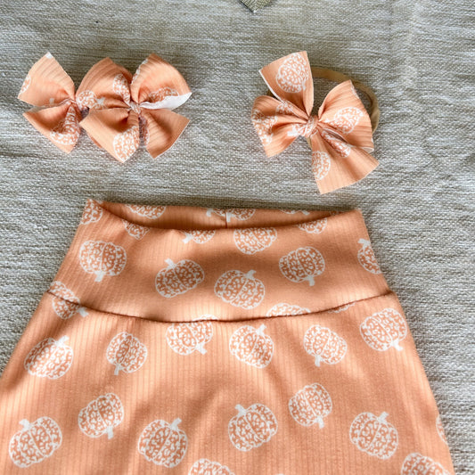 Halloween Pumpkin joggers for baby girl boy, gender neutral orange clothing, Halloween outfit for baby with bow, pumpkin toddler clothing