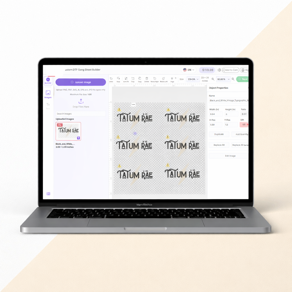 Custom DTF Gang Sheet Builder