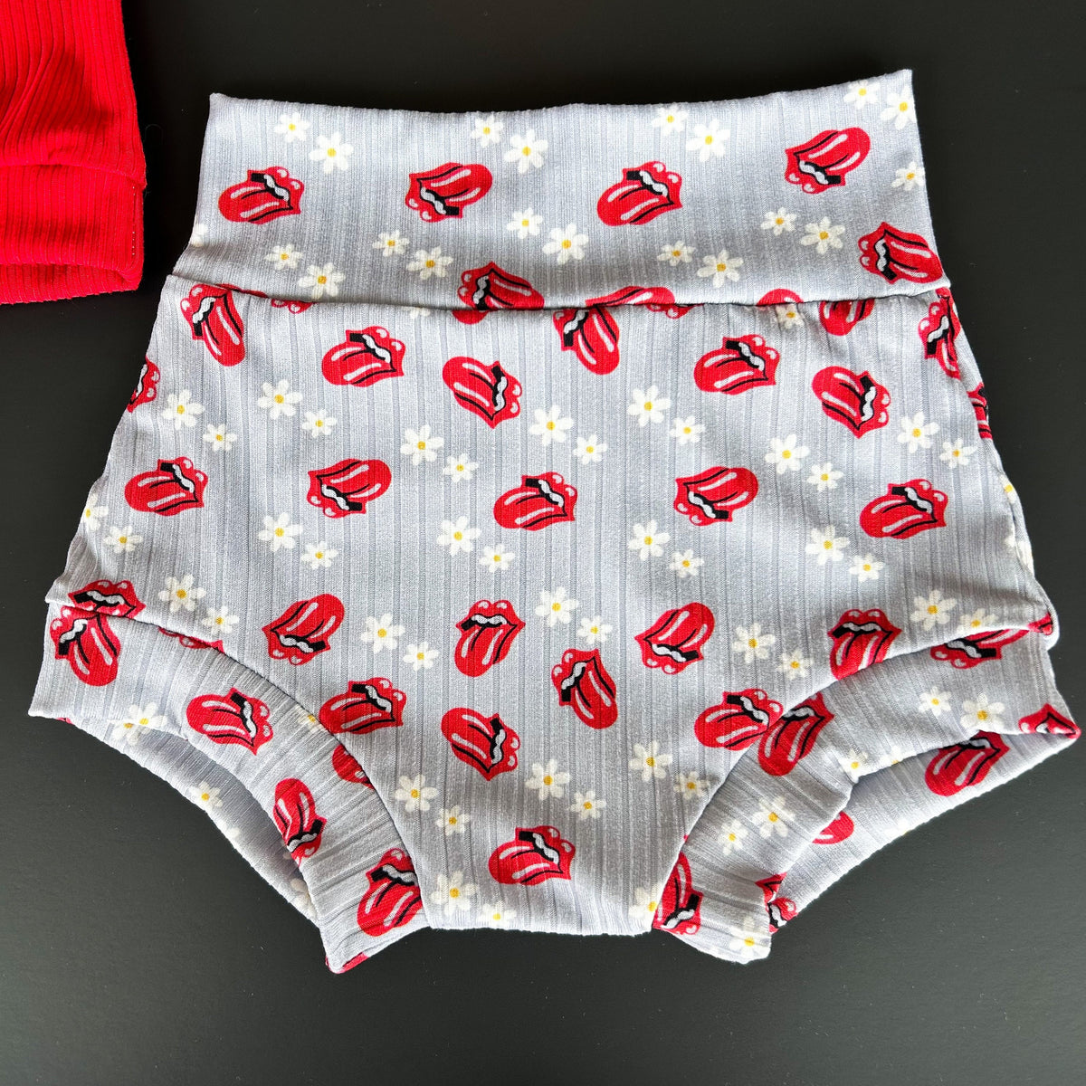 Bummies band rollingStones Tongue Tube Top Set For Baby Girl - grey Rock n Roll Band Bummies, Music Vintage Spring Baby Shower, 1st birthday