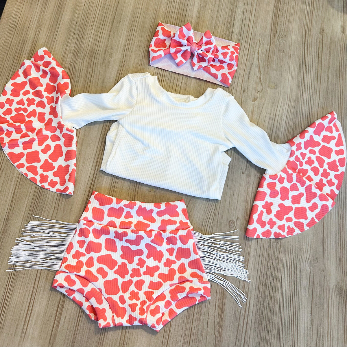 CORAL/PINK Disco cowgirl first birthday outfit, Howdy YeeHaw Bell Sleeve Leo, Cowspot Leo Bodysuit for Toddler Baby Girl, 1st 2nd birthday