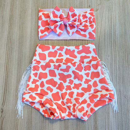 CORAL/PINK Disco cowgirl first birthday outfit, Howdy YeeHaw Bell Sleeve Leo, Cowspot Leo Bodysuit for Toddler Baby Girl, 1st 2nd birthday