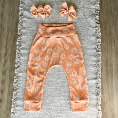 Halloween Pumpkin joggers for baby girl boy, gender neutral orange clothing, Halloween outfit for baby with bow, pumpkin toddler clothing