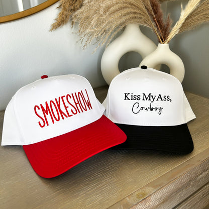 SmokeShow Western Embroidered Hat, Summer 5 Panel Fabric Hat, Country Festival Outfit, Country Wear, Concert Hat Gift For Her, Howdy Hat