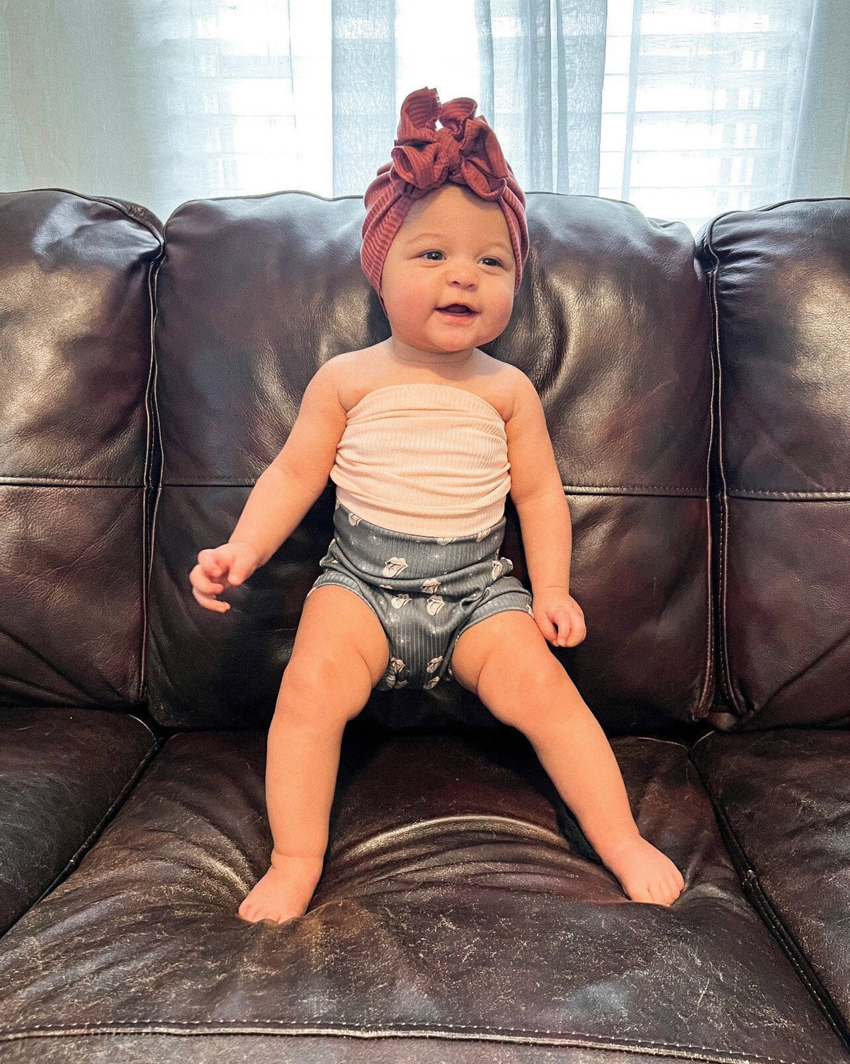 Ribbed handmade pink Tube Top For Baby Girl, toddler birthday first second gift, Spring summer Baby Shower, fashionable baby ideas