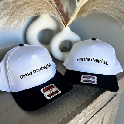 Run the Dang Ball Hat, Football Embroidered Hat, Embroidery Tailgates Caps for Football Games, Football Hats for women, Game Day ball cap