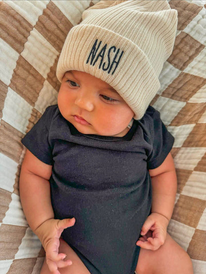 Toddler Embroidered Name Beanie for 1st Birthday Gift, Custom Baby Girl Beanie, Slouchy Toddler Personalized Hat for Her, Boy Baby Gift Idea