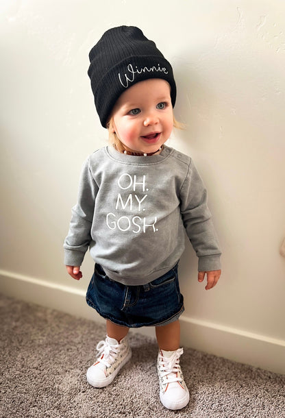 Toddler Embroidered Name Beanie for 1st Birthday Gift, Custom Baby Girl Beanie, Slouchy Toddler Personalized Hat for Her, Boy Baby Gift Idea