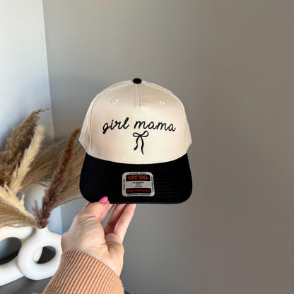Girly Bow Mama Embroidered Hat, Trendy Mother Hats, Pregnancy Announcement Idea Hats, Mom Vintage Trucker, Mom Cap Mother's Day Gift