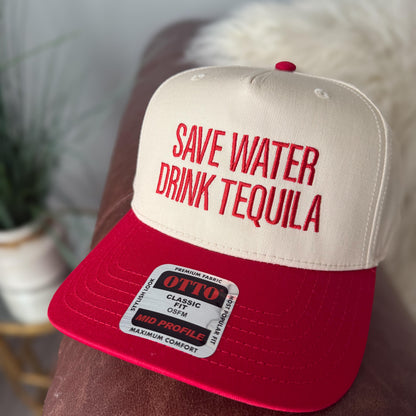 Save Water Drink Tequila Vintage Trucker Hat embroidered, Nashville Hat for Women, Country Concert Hat Day Drinking, vacation Hat for her