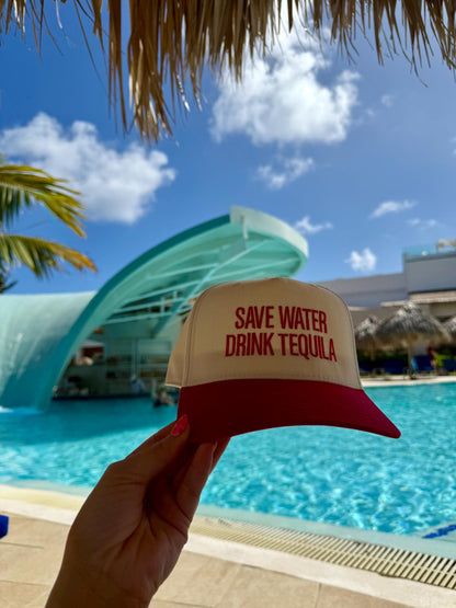 Save Water Drink Tequila Vintage Trucker Hat embroidered, Nashville Hat for Women, Country Concert Hat Day Drinking, vacation Hat for her