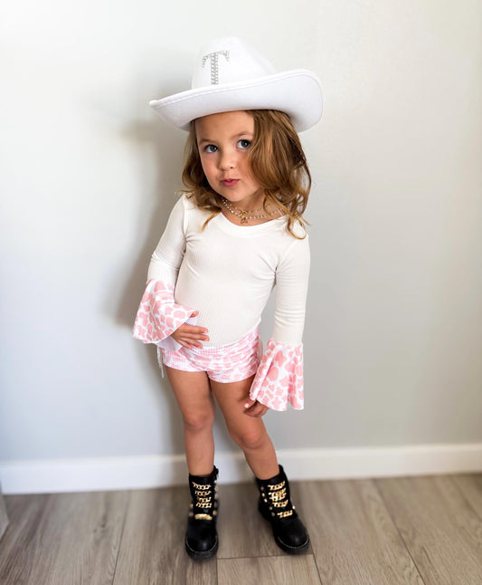 trendy baby Girl’s cowgirl Halloween Leotard Costume, western Toddler girl Costume, baby 1st cow costume, cow spot for baby girl halloween