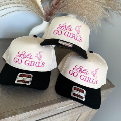 Let’s go girls cowgirl boots Embroidered Hat for Western Wear, Western Cowgirl Trucker Hat for Women, Bachelorette Nashville Hats, Boots hat