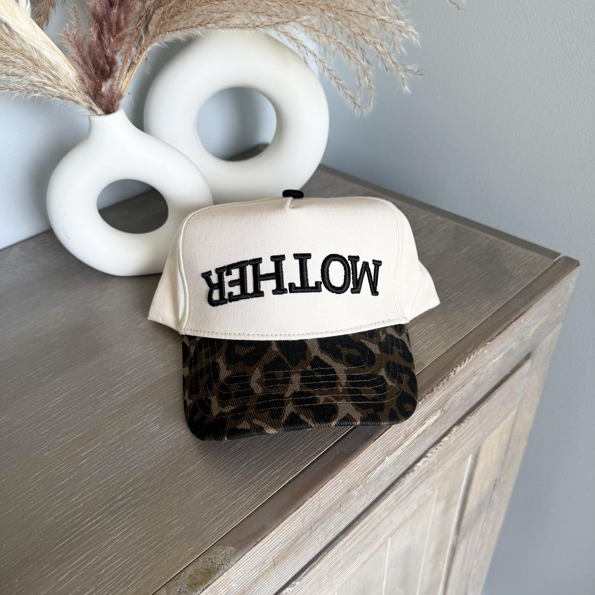 Leopard Mother Embroidered Hat, 3D puff Mother Hats, Pregnancy Announcement Idea Hat, Mom Vintage Trucker, Trendy TikTok upside down MOTHER