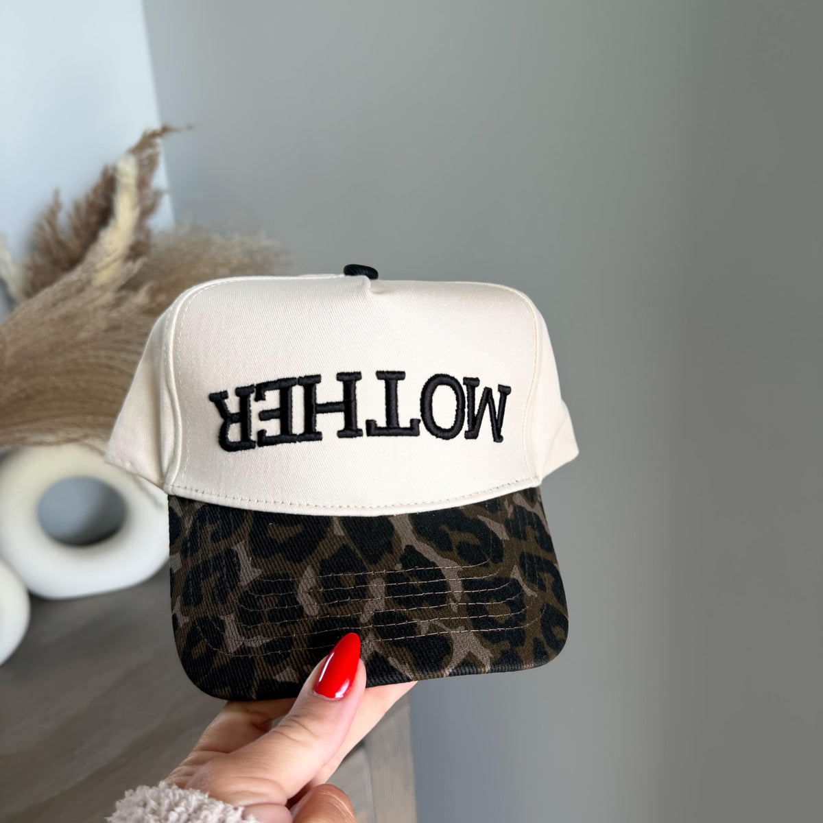 Leopard Mother Embroidered Hat, 3D puff Mother Hats, Pregnancy Announcement Idea Hat, Mom Vintage Trucker, Trendy TikTok upside down MOTHER