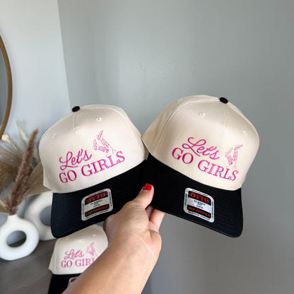 Let’s go girls cowgirl boots Embroidered Hat for Western Wear, Western Cowgirl Trucker Hat for Women, Bachelorette Nashville Hats, Boots hat